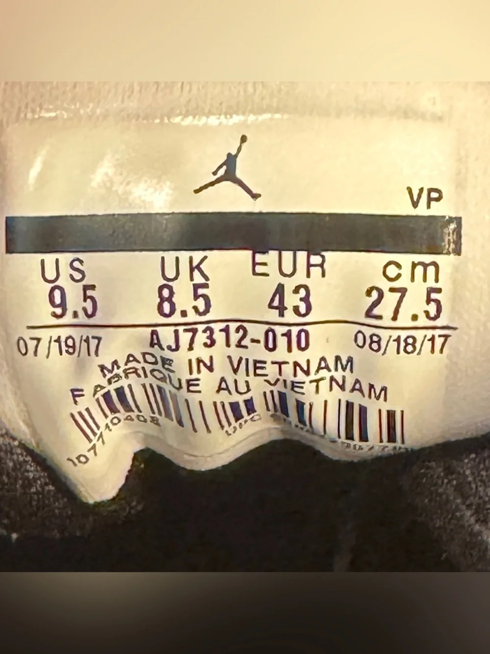 Nike Air Jordan First Class Black Men’s Shoes AJ7312-010 Size 9.5